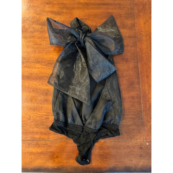 VICI Collection Bodysuit Sz XS Black Organza Halter Backless Tie-Neck Thong - Picture 4 of 12
